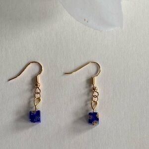 18K Gold Plate Dangle Earrings Purple